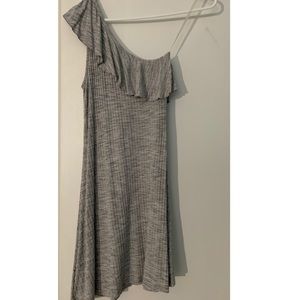american eagle off the shoulder gray dress